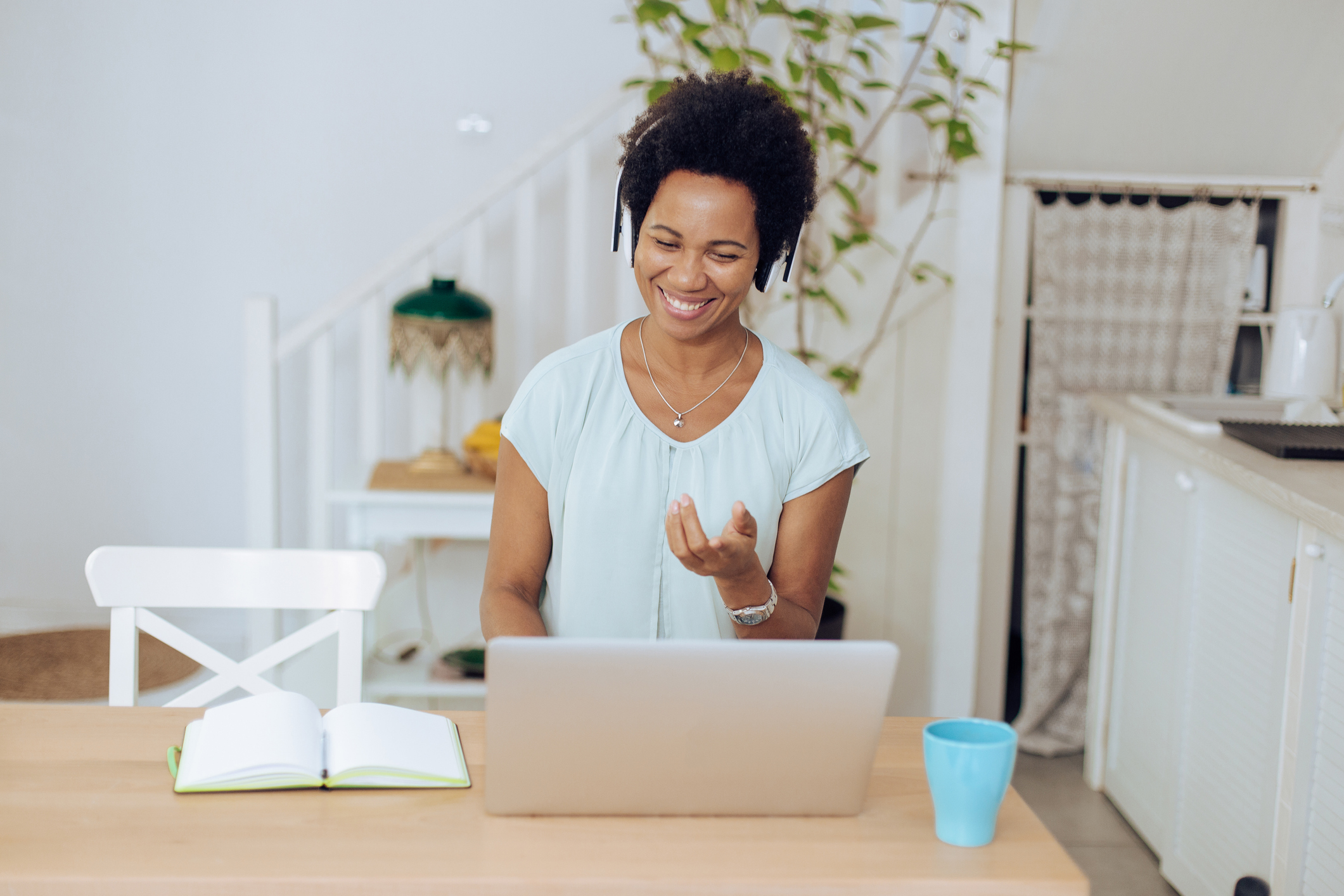 Education remote work learning at laptop interaction