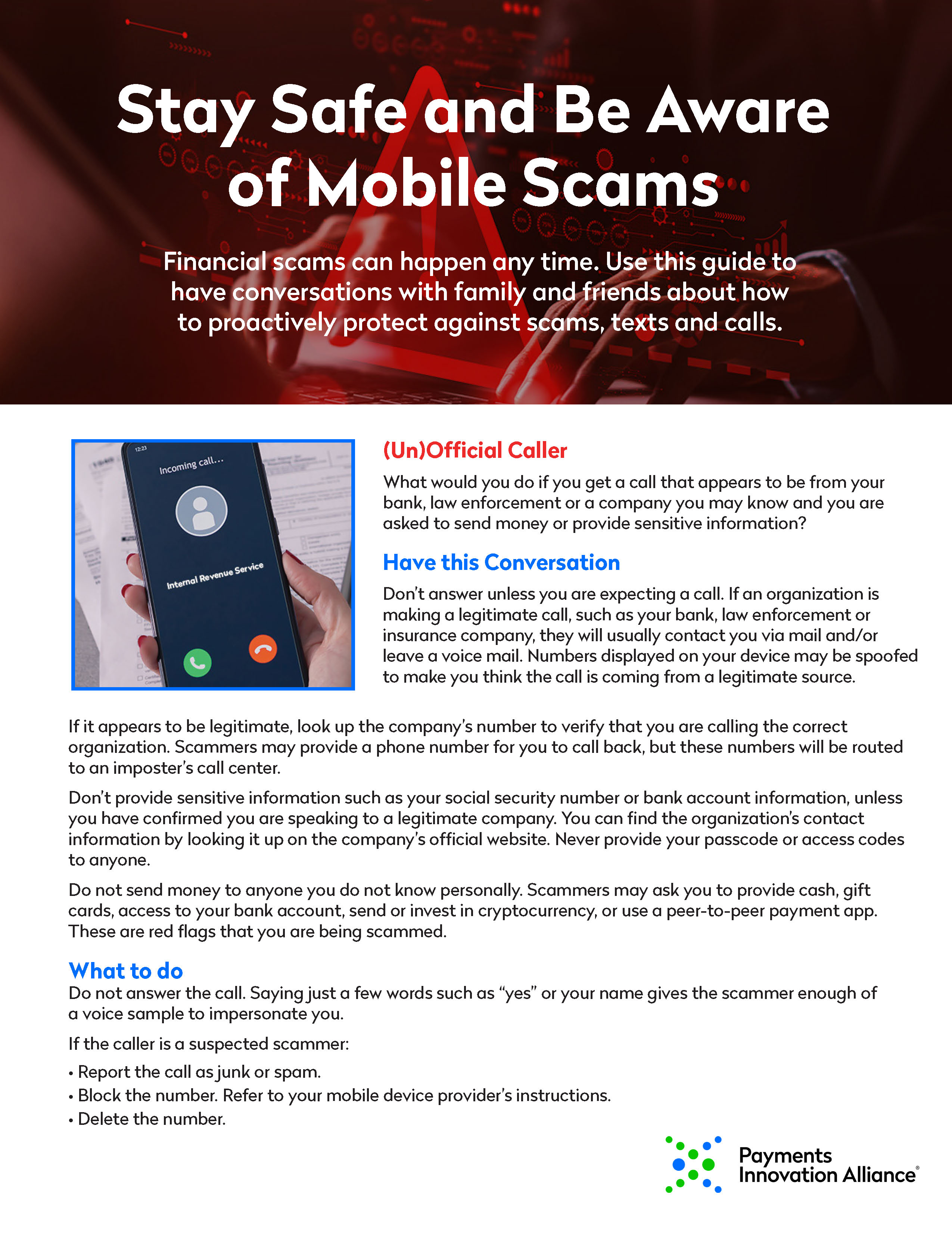 Stay Safe & Be Aware of Mobile Scams