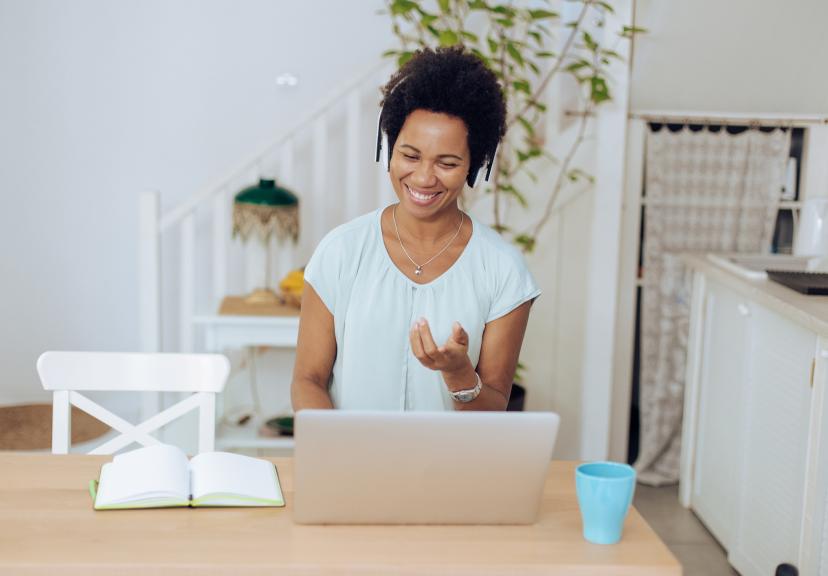 Education remote work learning at laptop interaction