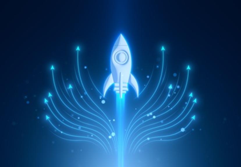 image of rocket heading into space