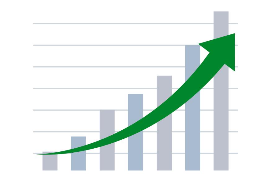 arrow pointing up to show growth