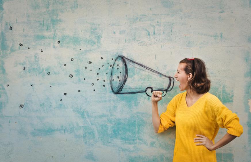 Woman megaphone 