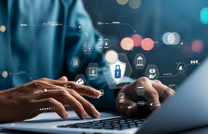 cybersecurity background typing digital