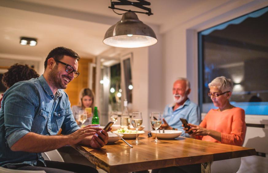 family with cellphones