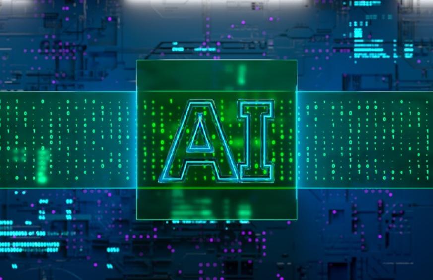 "AI" over a computer board