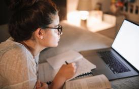 woman studying