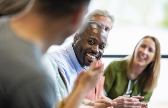 man in meeting having fun