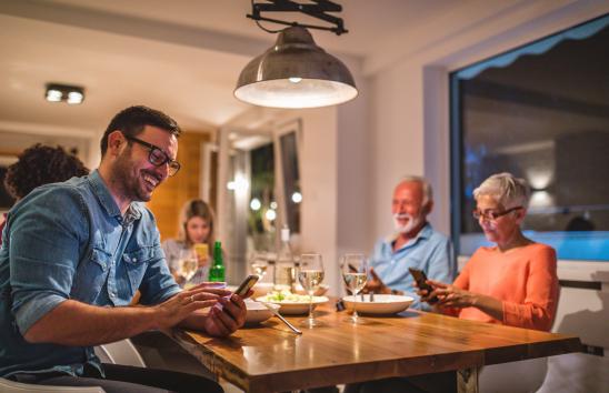 family with cellphones