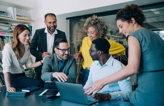 Group of business persons in business meeting. Group of entrepreneurs on meeting in board room. Corporate business team on meeting in the office.