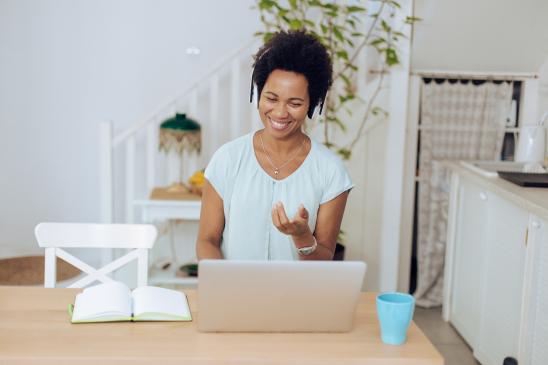 Education remote work learning at laptop interaction